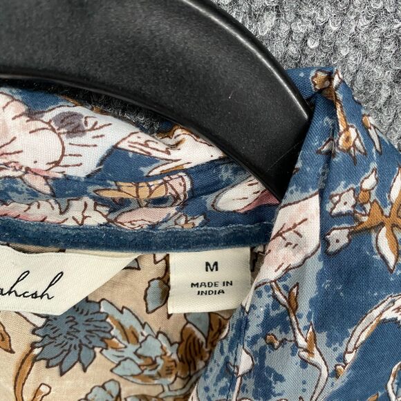 Caffe Marrakesh Shirt Womens M Patchwork Floral Button Up Boho Peasant Ranch - Picture 6 of 9